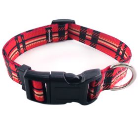 Digital printing Pet collar Bohemian collar Ethnic dog collar (Color: British red check, size: Collar S)