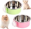 Crate Dog Bowl; Removable Stainless Steel Hanging Pet Cage Bowl Food & Water