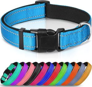 Reflective Dog Collar; Soft Neoprene Padded Breathable Nylon Pet Collar Adjustable for Medium Dogs (Color: Sky Blue, size: X-Small (Pack of 1))