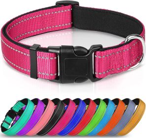 Reflective Dog Collar; Soft Neoprene Padded Breathable Nylon Pet Collar Adjustable for Medium Dogs (Color: Hotpink, size: X-Small (Pack of 1))