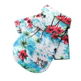 Hawaiian Beach Camp Shirt (colour: Shirt Island Wind Lake Blue, size: XS (about 2-3 kg pet))