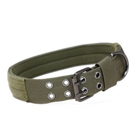 Super strong large dog collar with D-Ring & Buckle (Product Color: Army green, size: M)